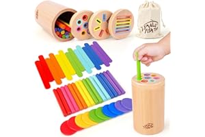 SMALL FISH Wooden Montessori Baby Toddler Toys: 3 in 1Learning Fine Motor Skills Juguetes, Educational Color Sorting Fidget Sensory Toys for Toddlers 1-3, Object Permanence Cause and Effect Boys Girls Gifts