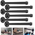 Aconnet 6 Pack Industrial Pipe Shelf Brackets - 12 Inch Black Heavy Duty Wrought Metal Wall Shelf Brackets for Garment Rack & Vintage Furniture