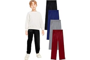 Resinta 4 Pack Boys Athletic Sweatpants Fleece Jogger Sweatpants with Pockets Drawstring Active Sweatpants