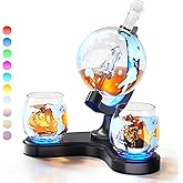 Gifts for Men Dad, Kollea Unique Light Up Whiskey Globe Decanter Sets with 7 RGB Colors, Cool Christmas Birthday Gift for Men, Funny Anniversary Present for Him Husband