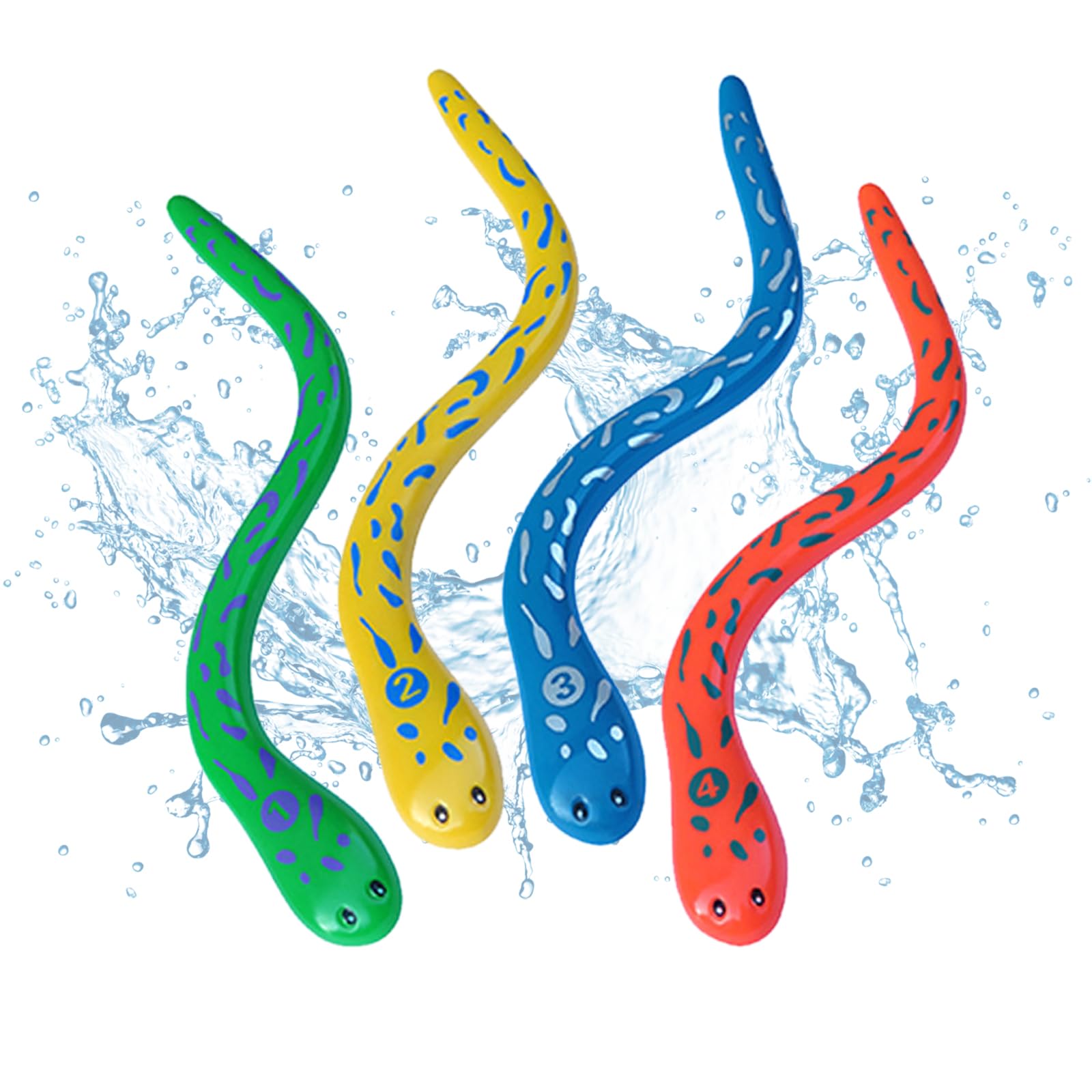 Jiuhao Diving Toys for Kids, 4 Pcs Summer Fun Swimming Pool Dive Toy Snake, Underwater Training Toys Diving Games Children's Gifts