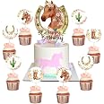 24-Piece Sunflower Horse Cupcake Toppers - Western Cowgirl Theme Birthday Party Decorations - View #11