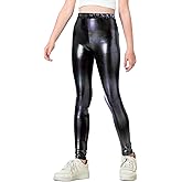 Gnainach Girls Metallic Leggings Stretch Comfort Shiny Mystique Dance Pants for Toddler Kids Teen Yoga Party Workout