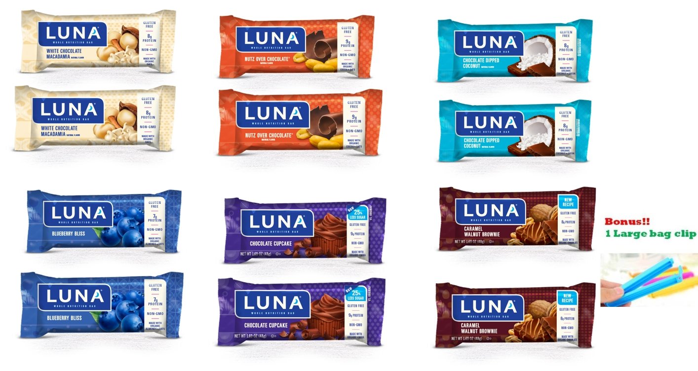 Luna Bar 6 Flavors Variety Pack (Pack of 12)