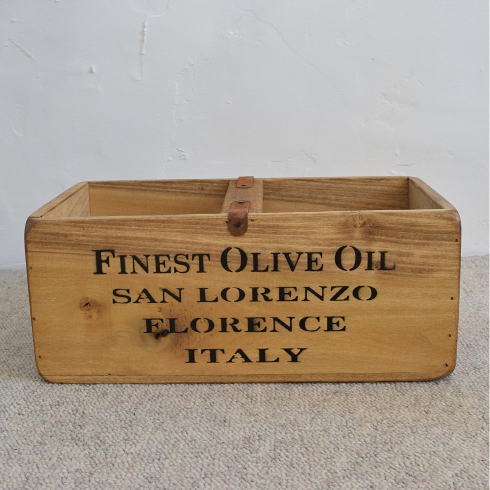 Finest Olive Oil Trading Crate Vintage Style Wooden Storage Box by Orchard Lane Interiors