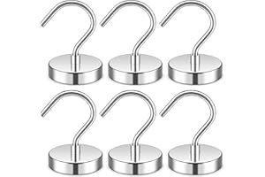 Junarter 6 Pack Magnetic Hooks, 60LBS Heavy Duty Magnetic Hooks for Hanging, Neodymium Magnet Hooks, Magnet with Hooks Strong Magnetic Hooks for Cruise, Grill, Towel, Kitchen Indoor Hanging