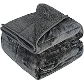 CZZZ Throw Sherpa Weighted Blanket 15 lbs - 60"x80" for Adults, Fleece Fluffy Fuzzy Cozy Plush Washable Heavy Blanket, Super Soft Warm for Queen Full Size Bed in Winter
