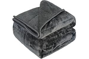 CZZZ Throw Sherpa Weighted Blanket 15 lbs - 60"x80" for Adults, Fleece Fluffy Fuzzy Cozy Plush Washable Heavy Blanket, Super Soft Warm for Queen Full Size Bed in Winter