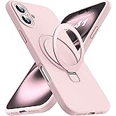 SKYLMW Designed for iPhone 16 Case with Magnetic Invisible Stand Compatible with Mag-Safe Military Drop Tested Shockproof Silicone Phone Cases for Women Men 6.1'', Pink