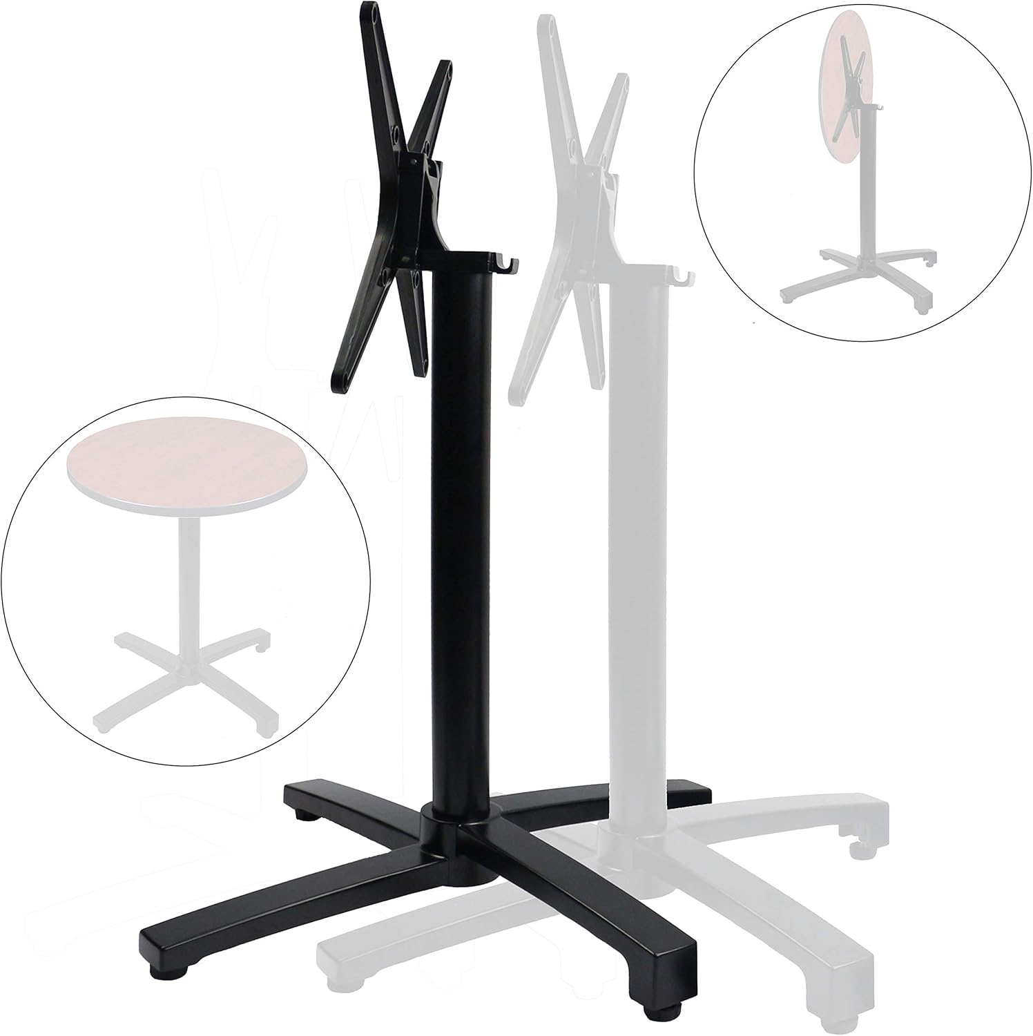 Restaurant XTable Base (28") with Flip Top Mechanism Aluminum