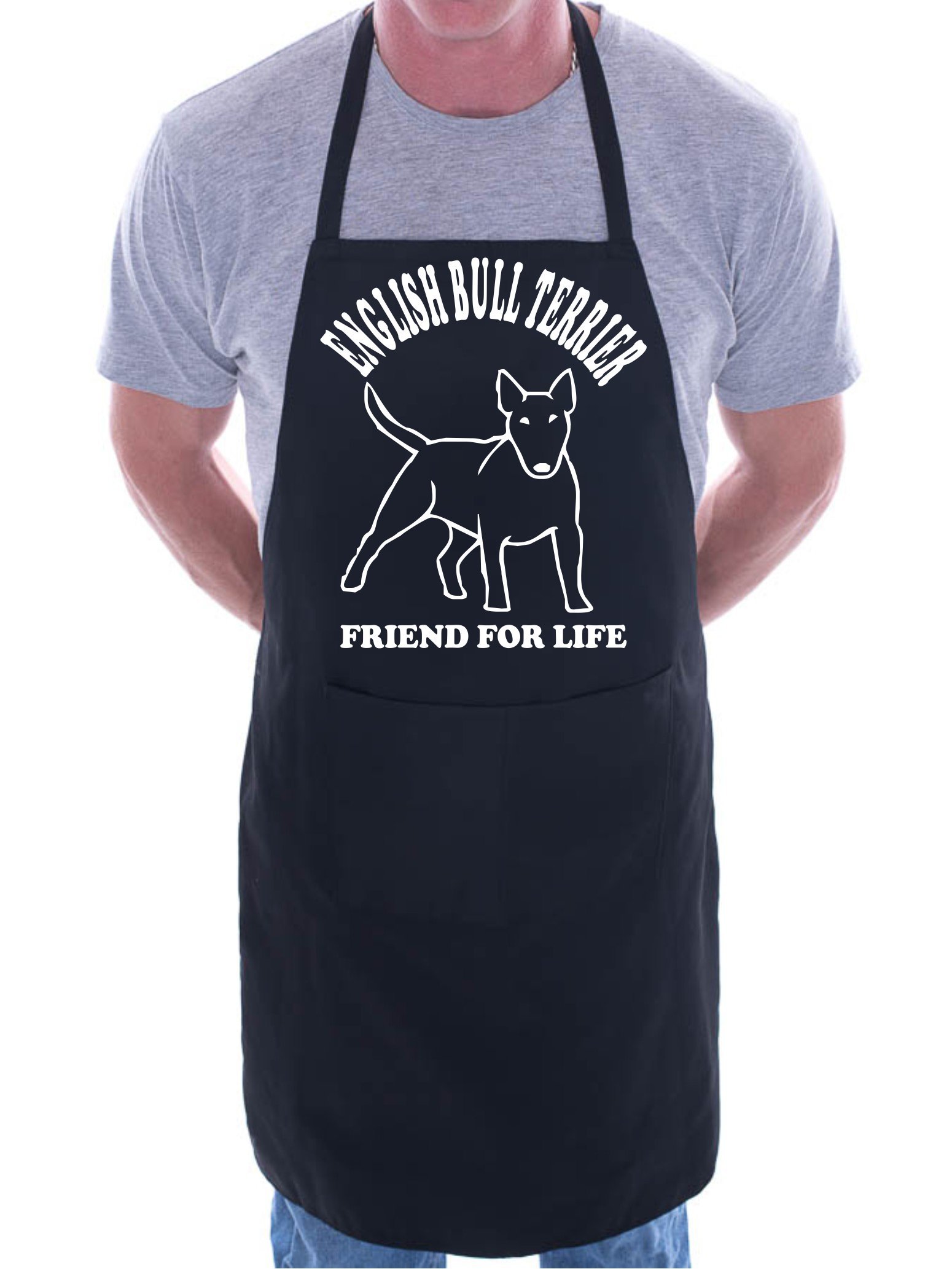 Print4U English Bull Terrier Dog BBQ Cooking Funny Novelty Apron Black