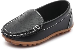 LONSOEN Toddler Little Kid Boys Girls Soft Slip On Loafers Dress Flat Shoes