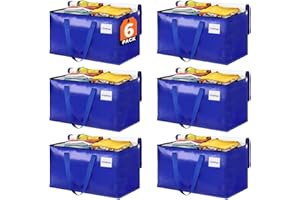 EpicTotes Extra Large Moving Bags, Storage Totes with Study Handles & Heavy Duty Zippers, Moving Supplies for Moving & Storage, Space Saving Packing Bags for Home & Dorm(88L 6-Pack)