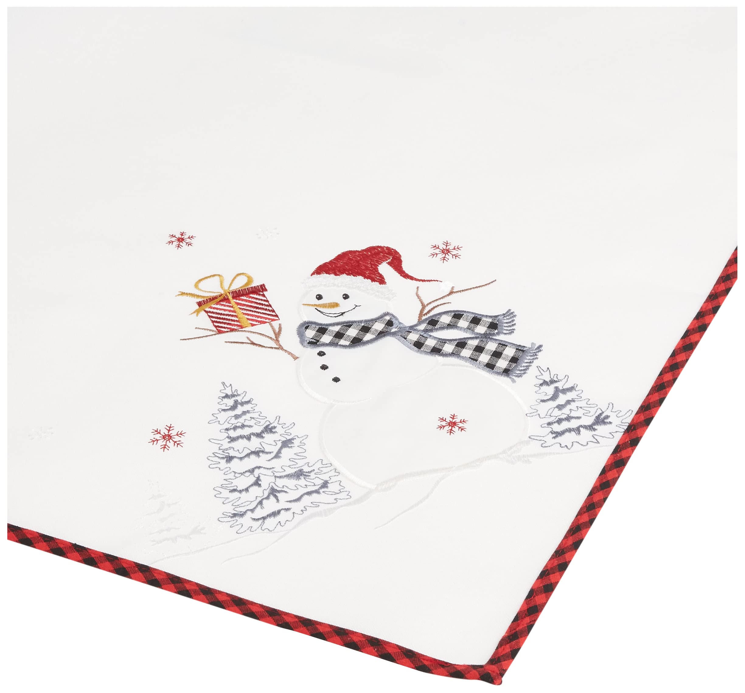 texpot Christmas Tablecloth with Embroidery Snowman Winter Advent Christmas Table Runner (Ecru, 40 x 85 cm)