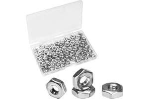 Yinpecly 100pcs #8-32 Hex Nuts, 304 Stainless Steel,Coarse Thread Hexagon Nut,Hex Drive, UNC Small Nuts Fasteners,8-32 Replacement Nut, Right Hand,Tiny
