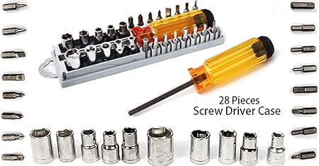 PERFECT SHOPO Multipurpose Steel Alloy 28 Pieces Screwdriver Set with Solid Plastic Slotted Case