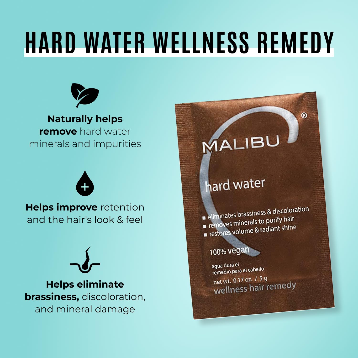 Malibu C Hard Water Wellness Remedy - Removes Deposits & Impurities - Contains Vitamin C for Shiny, Vibrant Results - Hard Water Treatment