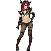 Mobbunny Women's Anime Cosplay Lingerie Set Shiny PU Leather Top and Shorts with Headband and Ruffle Short Sleeve