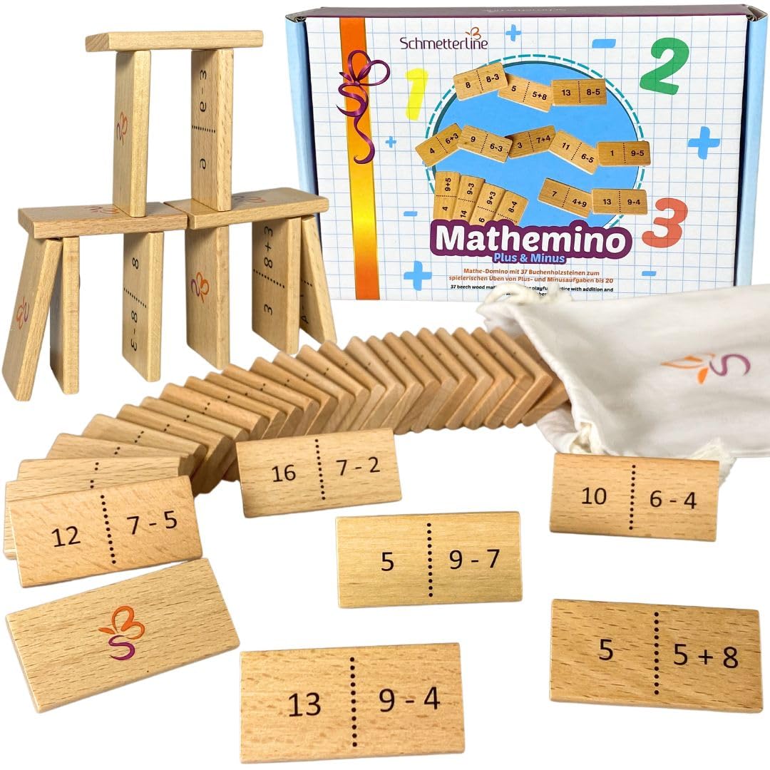 SCHMETTERLINE Mathematical Domino Complete Learning with Fun Funny Calculation Game from 6 Years for 1st Primary School (Calculation up to 20)