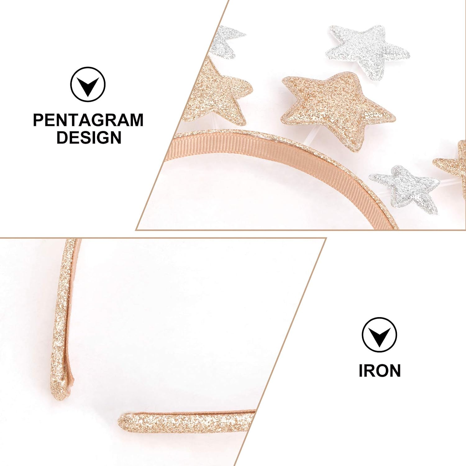 Lurrose Glitter Star Headband Kids Cute Star Hair Hoop Golden Pentagram Headband Party Hair Accessories for Christmas Birthday Festival Holiday - Image 5
