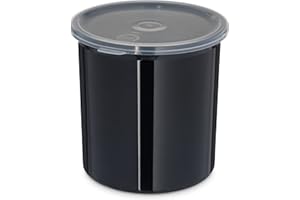 Carlisle FoodService Products Classic Round Storage Container Crock with Lid for Kitchen, Restaurants, Home, Plastic, 1.2 Quarts, Black
