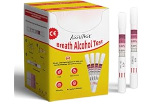 AssuTest 25 Tests Breathalyzers for Alcohol, Single-Use Disposable Breath Alcohol Analyzer 4-Level Indication Home Testing for Personal Use
