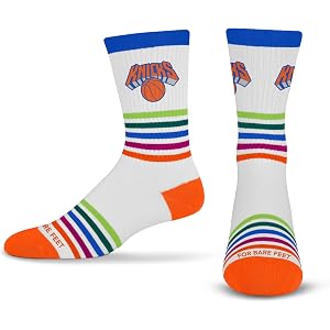 For Bare Feet - Officially Licensed NBA Flavor Team Color Crew Socks - New York Knicks