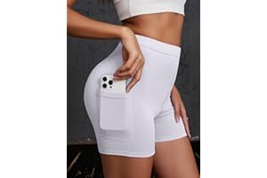 Biker Shorts Women with Pockets High Waisted Workout Spandex Tummy Gym Running Yoga Shorts