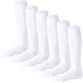 Mini angel Knee High Socks for Girls Seamless Knee Socks Cable Knit Uniform Socks Cotton Long Socks Kids Dress Socks 3 Pack