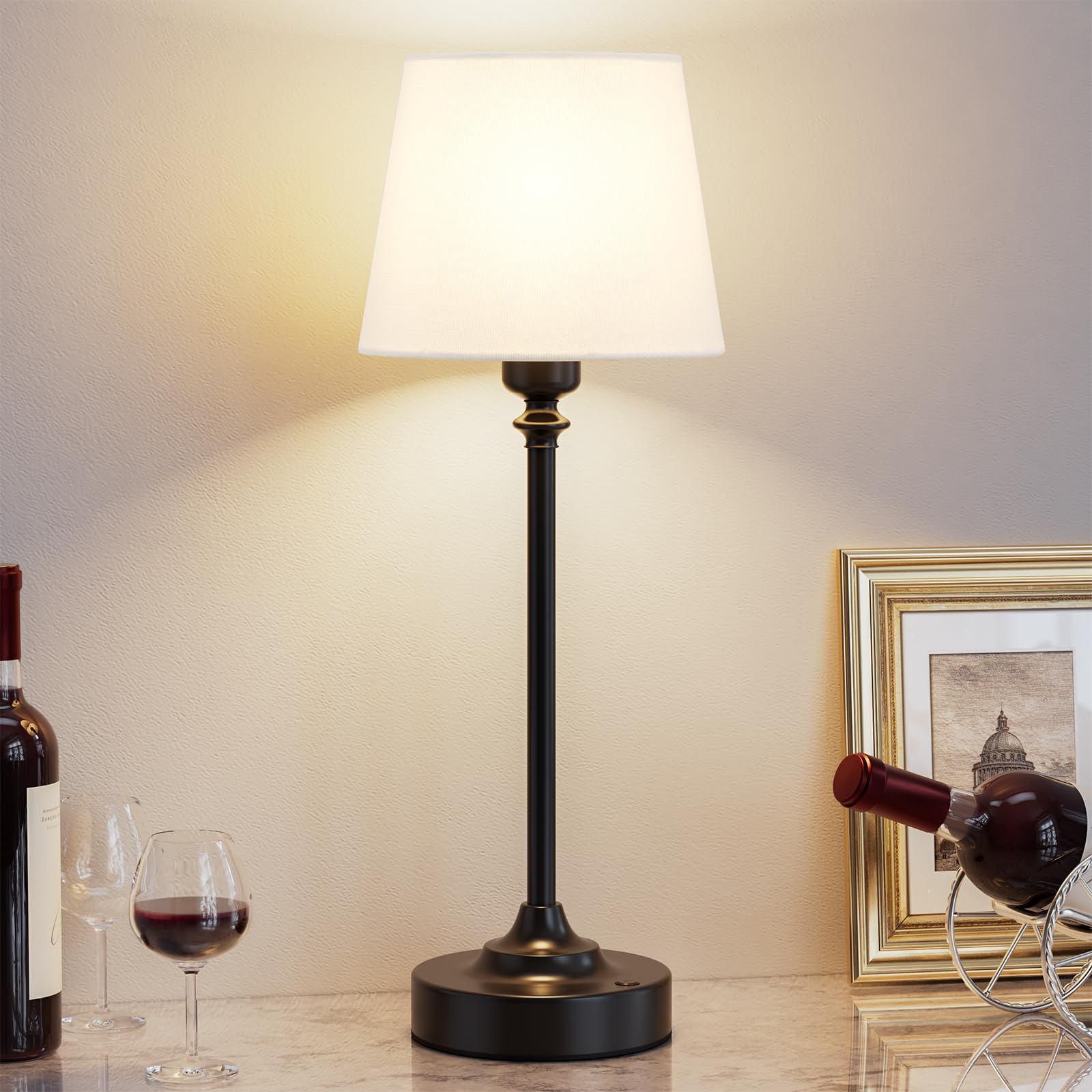 Photo 1 of Kakanuo Cordless Table Lamp Rechargeable Black - 1 Pack 4000mAH Battery Operated Lamp for Decor, 3000K Stepless Dimming Touch Control Wireless Lamp for Bedroom, Dining Table, Kitchen, Living Room