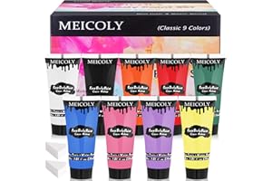 MEICOLY 9 Colors Face Body Paint Set,1.01x9oz/Box,Water Based Washable Face Paint for Adult Kid,Elphaba Green Face Paint,Safe Body Paint for Skin,Red White Blue Face Painting Kit for Halloween Makeup