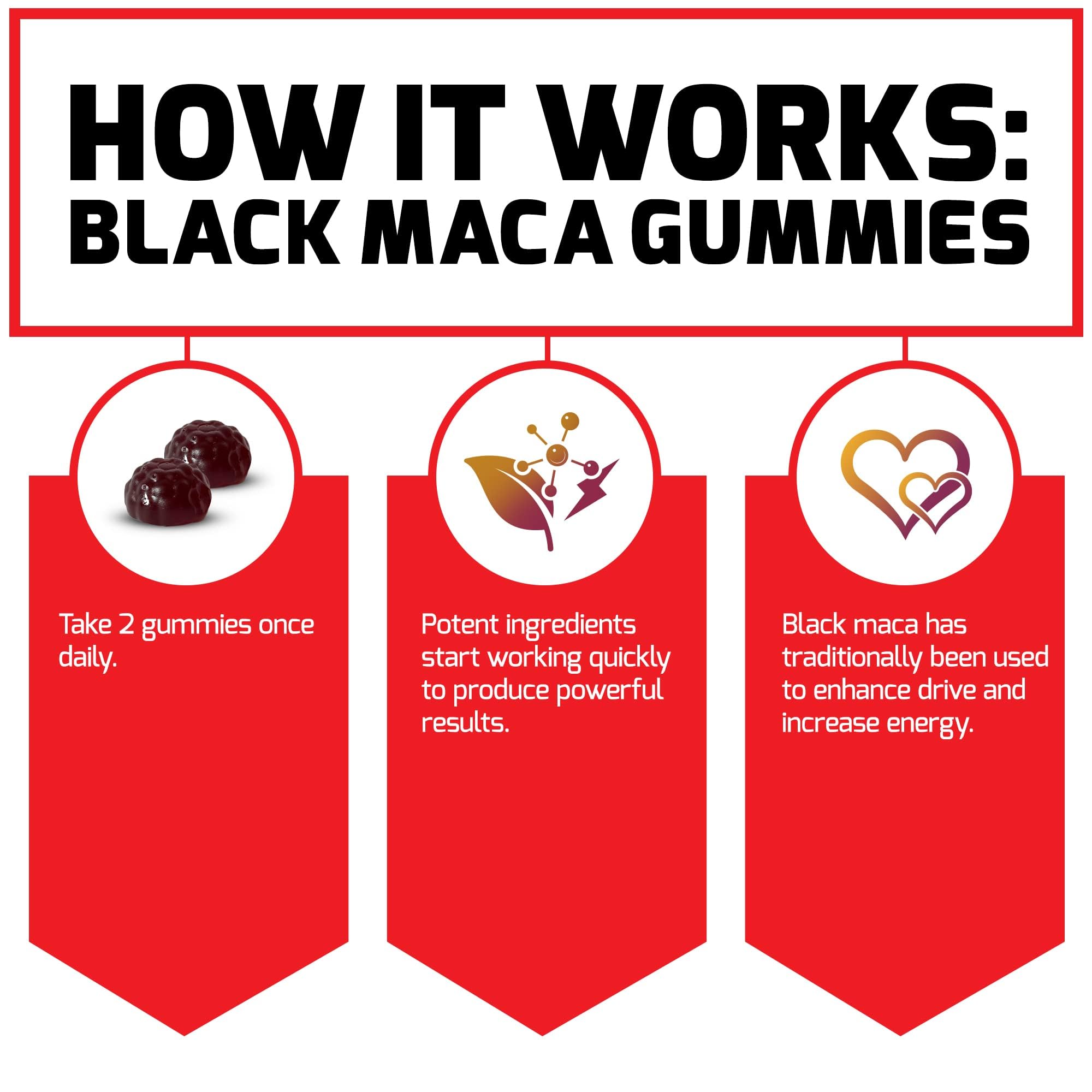 Force Factor Black Maca Gummies for Men & Women, Boost Energy, Strength, Drive & Vitality, BioPerine & Selenium for Superior Absorption, Peruvian Black Maca Root Extract, Passion Berry, 60 Gummies