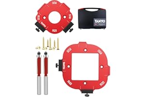 TANYO Router Corner Radius Template, Plastic Box Router Jig with 8 Radius, Aluminum Alloy Router Templates for Woodworking R10/R15/R20/R25/ R30/R35/R40/R50
