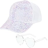 Bling Studded Shiny Rhinestones Crystals Baseball Cap, Sparkle Adjustable Ponytail Visor Cap Sun Hat for Women Men