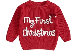MA&BABY My First Christmas Sweater Baby Boy Girls Knit Sweater Christmas Outfits Letter Embroidery Pullover Tops
