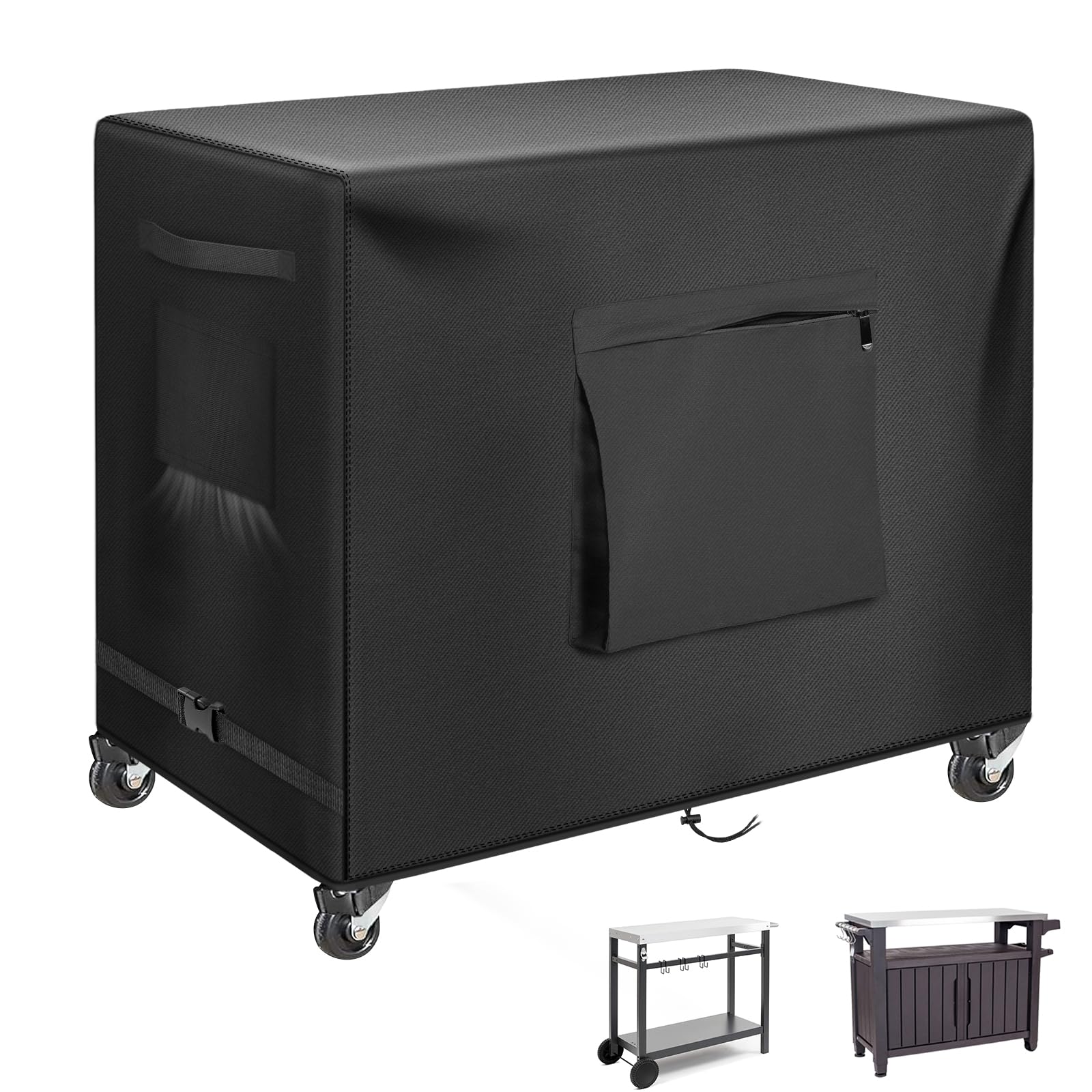 Kovshuiwe 52-inch Outdoor Patio Dining Table Cover, Garden Barbecue Cart Cover, 600D PVC Waterproof, 132x56x81cm