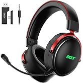 Acer Wireless Gaming Headset with Zero-Latency for PS5,PC,Switch-40H Batt | 2.4GHz &amp; Bluetooth 5.4 Gaming Headphones with Adjustable Mic, 50mm Drivers for Immersive Sound, for FPS &amp; RPG Games, Black