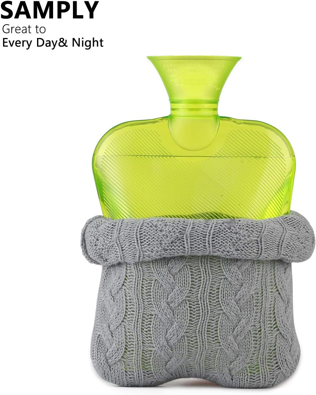 samply Hot Water Bottle with Knitted Cover, 2L Hot Water Bag for Hot and Cold Compress Hand Feet Warmer - Image 3