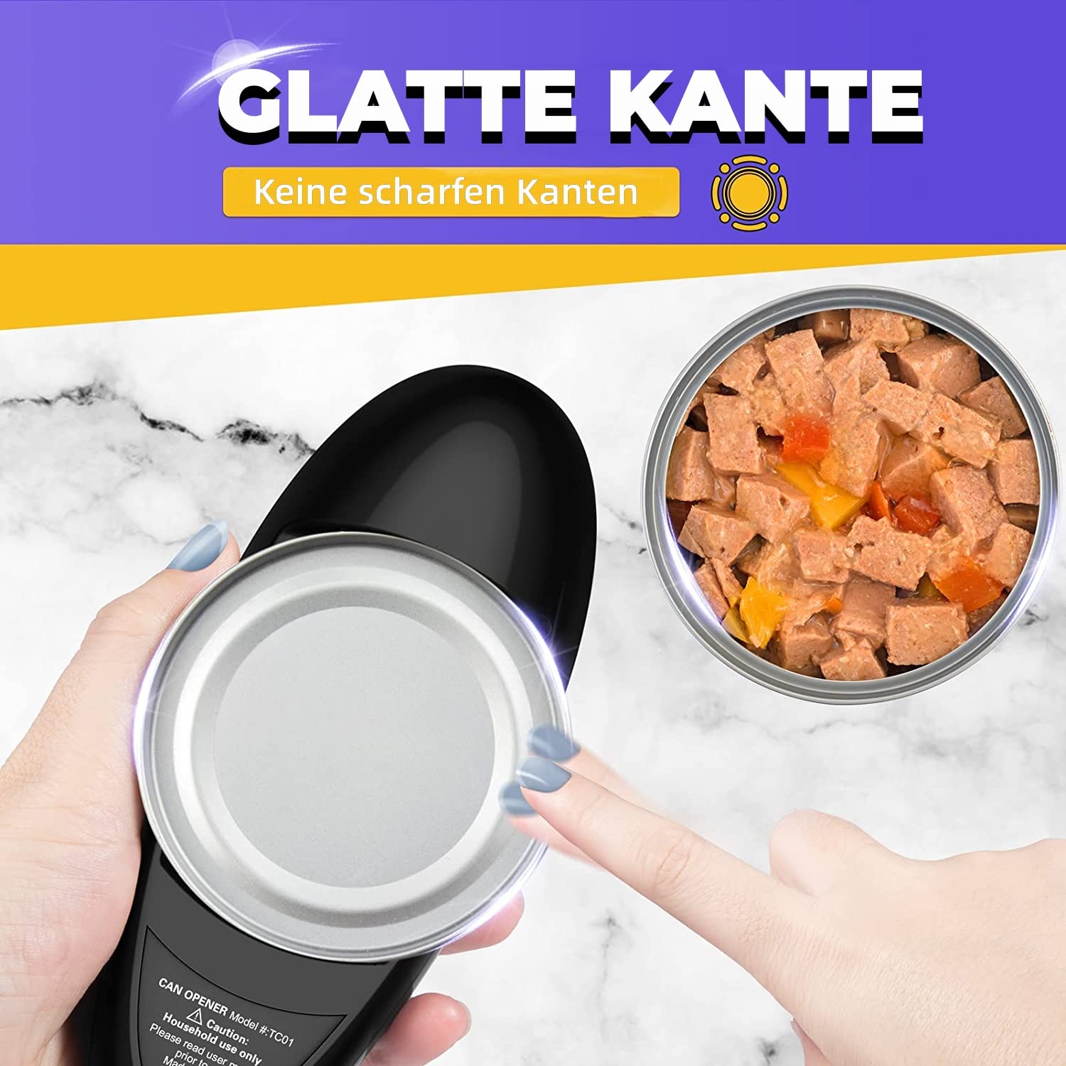 Electric Can Opener for Elderly, Arthritis Patients and Chefs for Hands Free Opening of Cans, Electric Can Opener for Opening Round Tin Cans of All Sizes