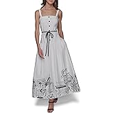 Karl Lagerfeld Womens Sleeveless Button Detail Cotton Midi Dress