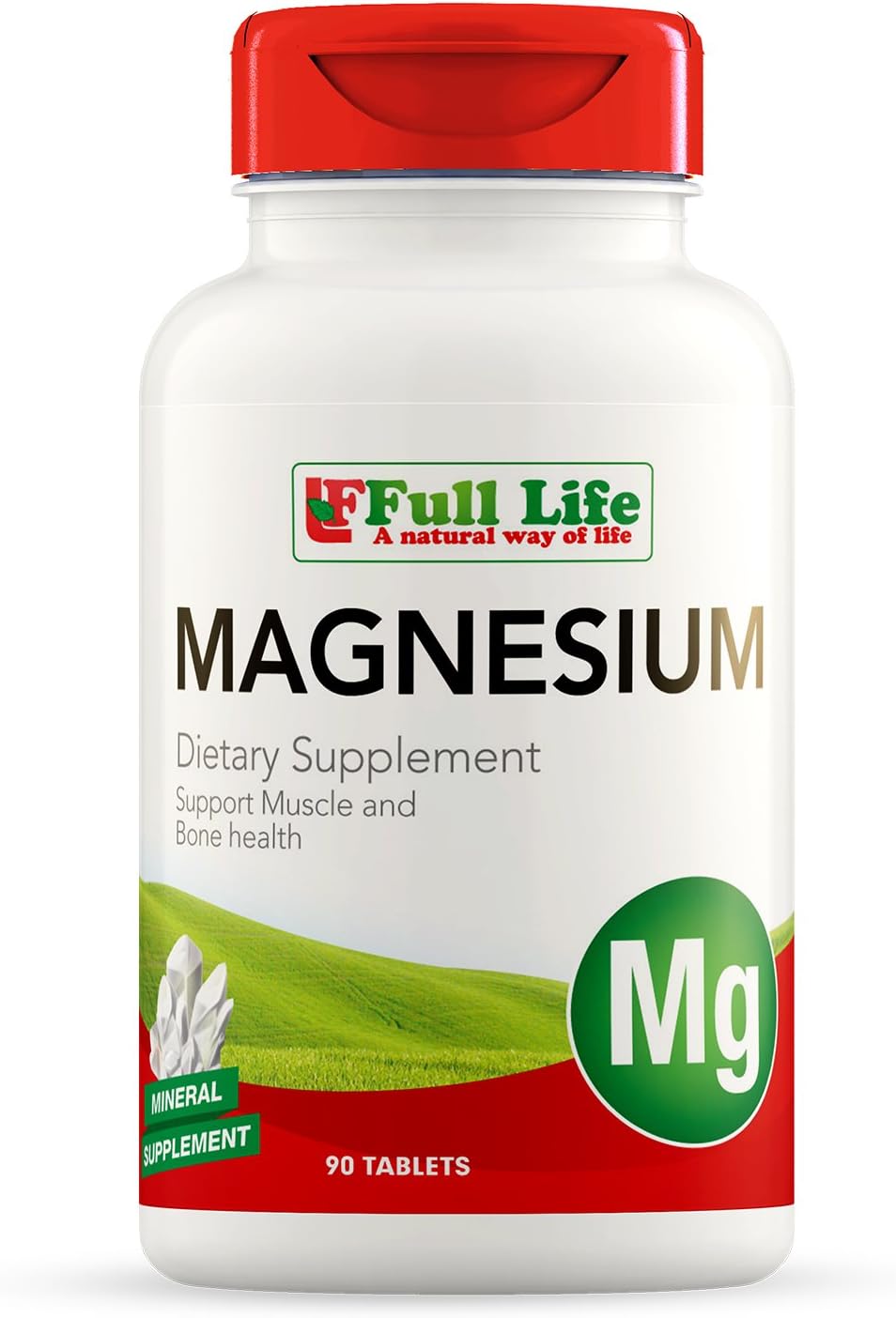 Full Life Magnesium Capsules - Dietary Supplements - Bone Support - 90 Tablets, 3 Months Supply