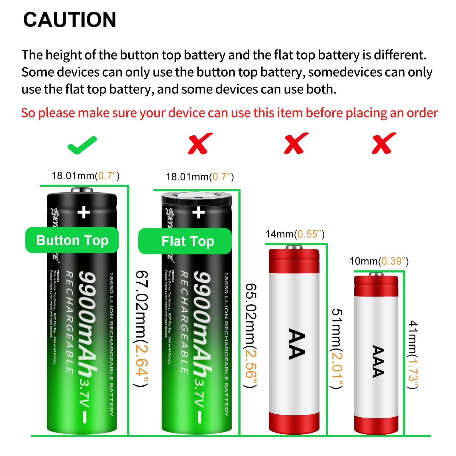 2 Pack 18650 Rechargeable Battery 3.7v Batteries 18650 Rechargeable Battery Lithium 3.7 Volt Button Top for Flashlights, Headlamp etc