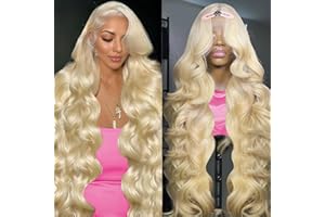 Jewhaut 613 13x6 Lace Front Wig Human Hair 28 Inch Body Wave Blonde Wig Human Hair 613 HD Transparent Lace Frontal Wigs Human Hair Pre Plucked Blonde Wig