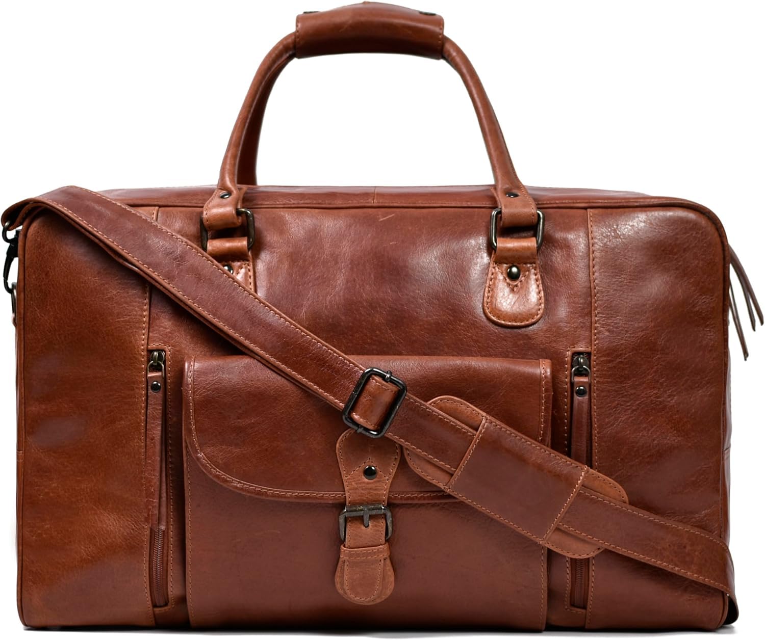 Designer J WILSON London Large Distressed Leather Bag Weekend Holdall Luggage Sports Travel Gym Vintage Carrier Cabin Duffel (Tan) (Distressed Tan)