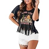 Western Cowgirl Shirt for Women Fringe Country Concert Tops Rodeo Cowboy Tassel Shirts Vintage Nashville Outfits
