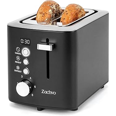 Key features and specifications of the ZACHVO Stainless Steel Toaster with Digital Countdown
