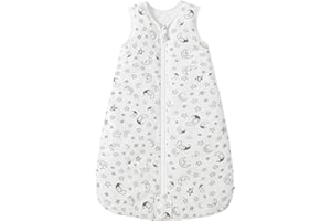 Mosebears Sleep Sack Baby Winter Wearable Blanket with 2-Way Zipper,2.5 TOG Cotton Sleep Sack Unisex (White Star, 6-12 Months)