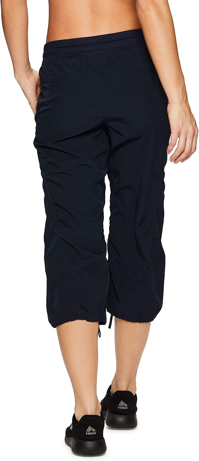 RBX Active Women's Fashion Lightweight Stretch Woven Body Skimming Drawstring Capri Pant at  Women’s Clothing store