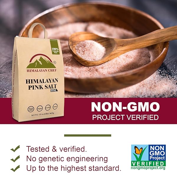 HIMALAYAN CHEF PINK HIMALAYAN SALT EXTRA FINE GRAIN, 8 LBS BAG – PURE, NATURAL, KOSHER, NON-GMO, MINERAL-RICH, FOR COOKING, SEASONING, BAKING, TABLE USE
