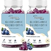 Lzyzxyp 2Packs 3000mg Glucosamine Chondroitin Gummies with MSM & Elderberry - Extra Strength, Antioxidant Immune Support Supplement Joint Health, Flexibility for Adults, Men & Women 120Cts (2)